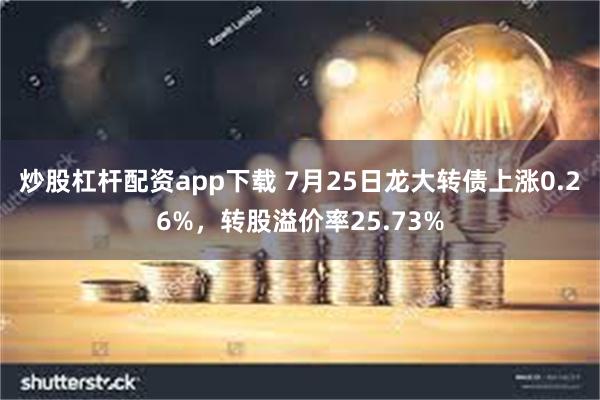 炒股杠杆配资app下载 7月25日龙大转债上涨0.26%，转股溢价率25.73%